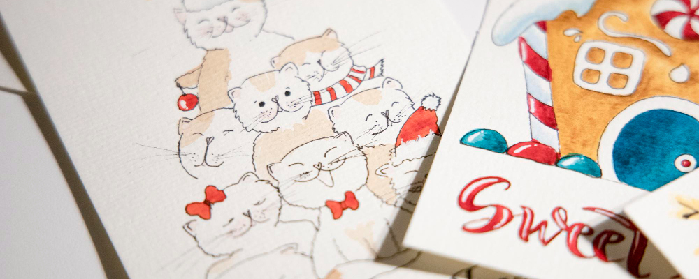 Идеи для зимнего скетчбука: от чашки горячего шоколада до зимнего города