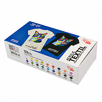 Набір акр. фарб для розпису тканин "Cat" 18 кол., 20 мл, Rosa Talent