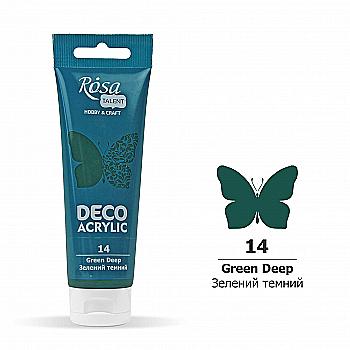 Акрил для декора, Зеленый темный, матовый, 75 мл, ROSA TALENT Акрил для декора, Зеленый темный, матовый, 75 мл, ROSA TALENT