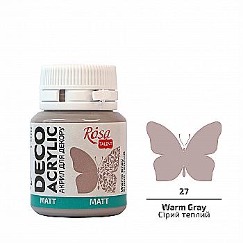Акрил для декора, Серый тёплый, матовый, 20 мл, ROSA TALENT Акрил для декора, Серый тёплый, матовый, 20 мл, ROSA TALENT