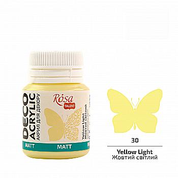 Акрил для декора, Желтый светлый, матовый, 20 мл, ROSA TALENT Акрил для декора, Желтый светлый, матовый, 20 мл, ROSA TALENT
