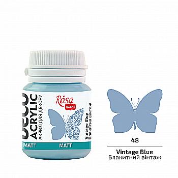 Акрил для декора, Голубая винтаж, матовый, 20 мл, ROSA TALENT Акрил для декора, Голубая винтаж, матовый, 20 мл, ROSA TALENT