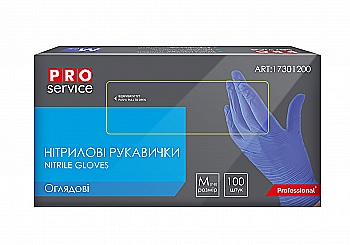 Рукавички PRO нітрилові оглядові нестерильні неприпудрені, сині, 100шт/уп, M, 17301200, 17301203 Рукавички PRO нітрилові оглядові нестерильні неприпудрені, сині, 100шт/уп, M, 17301200, 17301203
