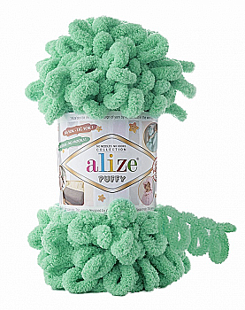 Пряжа мікрополіестер 741 Свіжа м`ята, TM Alize Puffy Пряжа мікрополіестер 741 Свіжа м`ята, TM Alize Puffy