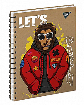 Тетрадь В6 120 кл. YES од. спираль, белила "Cool animals. Lion" крафт, 681919 Тетрадь В6 120 кл. YES од. спираль, белила "Cool animals. Lion" крафт, 681919