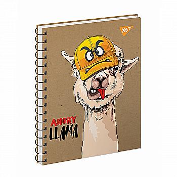 Тетрадь В6 120 кл. YES од. спираль, белила "Cool animals. Llama" крафт, 681918 Тетрадь В6 120 кл. YES од. спираль, белила "Cool animals. Llama" крафт, 681918