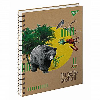 Тетрадь А5 96 кл. YES од.сп. белила "Jungle safari" крафт, 681927