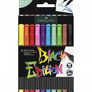 Фломастер-кисть 10 цв. Black Edition, картон, 116451 Faber-Castell Фломастер-кисть 10 цв. Black Edition, картон, 116451 Faber-Castell