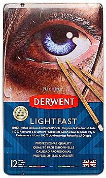 Набір олівців олійних "Lightfast", 12 кол., метал. коробка, Derwent Набір олівців олійних "Lightfast", 12 кол., метал. коробка, Derwent