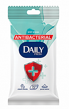 Серветка волога антибактеріальна Daily Fresh 15 шт.(52 шт/ящ) еврослот, 42228050 Серветка волога антибактеріальна Daily Fresh 15 шт.(52 шт/ящ) еврослот, 42228050