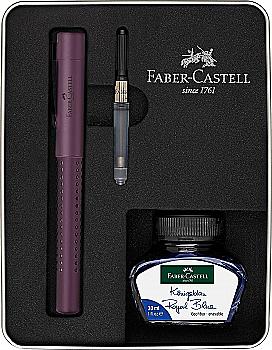 Набор ручек Grip Edition Berry, перо+конвертор+чернила 30 мл, в метал. пенале, 201531 Faber-Castell, Набор ручек Grip Edition Berry, перо+конвертор+чернила 30 мл, в метал. пенале, 201531 Faber-Castell,