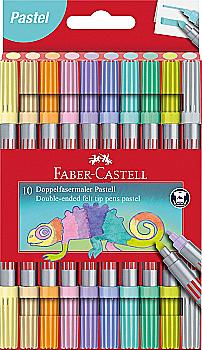 Фломастеры 10 цв. Pastel Fibre-Tip, двухсторонние, 151112 Faber-Castell Фломастеры 10 цв. Pastel Fibre-Tip, двухсторонние, 151112 Faber-Castell