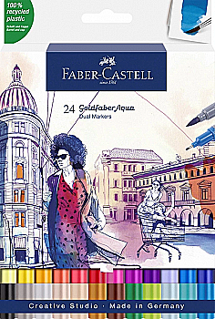 Набор маркеров AQUA 24 шт., двухсторонние, 164624 Faber-Castell Набор маркеров AQUA 24 шт., двухсторонние, 164624 Faber-Castell
