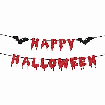 Гирлянда бумажная Yes! Fun Хэллоуин "Happy Halloween" 16 элементов, 3 м, глиттер, красная, 801185 Гирлянда бумажная Yes! Fun Хэллоуин "Happy Halloween" 16 элементов, 3 м, глиттер, красная, 801185