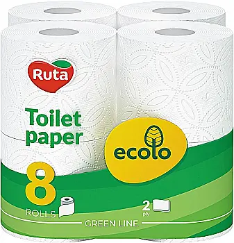 Папір туалетний "Ecolo" 2-х шар., 8 рул., 58768994 Папір туалетний "Ecolo" 2-х шар., 8 рул., 58768994