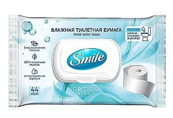 Папір туалетний Smile вологий  для дорослих, 44 шт Папір туалетний Smile вологий  для дорослих, 44 шт