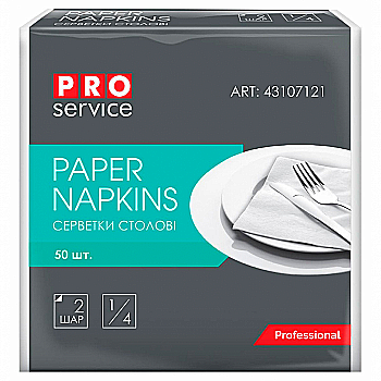 Серветки PRO Premium 33*33 двошарові білі 50 шт.,43107121 Серветки PRO Premium 33*33 двошарові білі 50 шт.,43107121