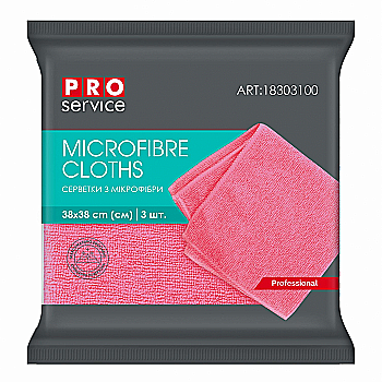Серветки PRO з мікрофібри універсальні 38*38, 3 шт, червоні Серветки PRO з мікрофібри універсальні 38*38, 3 шт, червоні