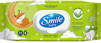 Серветки вологі Смайл Baby "Екстракт алое" з клапаном, New sticker 84 шт. з клапаном, 42107450 Серветки вологі Смайл Baby "Екстракт алое" з клапаном, New sticker 84 шт. з клапаном, 42107450