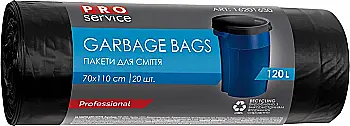 Пакет PRO для смiття п/е 70*109 чорний ЛД 120л/20шт Пакет PRO для смiття п/е 70*109 чорний ЛД 120л/20шт