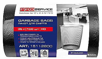 Пакет PRO для сміття п/е 50*55 чорний HD 35л/100 шт Пакет PRO для сміття п/е 50*55 чорний HD 35л/100 шт
