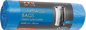 Пакет д/сміття PRO п/е 60*80 син. ХД 60л/40шт Пакет д/сміття PRO п/е 60*80 син. ХД 60л/40шт