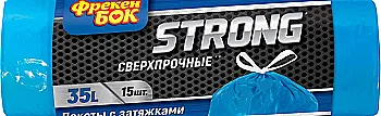 Пакет для сміття ФБ п/е 35 л/15 шт, із затягуванням синій (0666) Пакет для сміття ФБ п/е 35 л/15 шт, із затягуванням синій (0666)