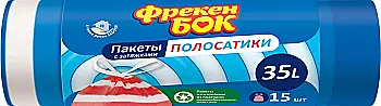 Пакет для сміття ФБ п/е 35 л/15 шт, із затягуванням Смугастики (8400) Пакет для сміття ФБ п/е 35 л/15 шт, із затягуванням Смугастики (8400)