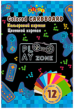 Картон цветной А4, 12 л. Kidis, Play Zone, 13491