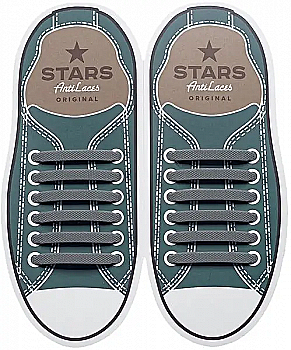 Силіконові антишнурки AntiLaces Stars, 56,5 мм, 12 шт, сірі Силіконові антишнурки AntiLaces Stars, 56,5 мм, 12 шт, сірі