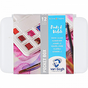Набір акварельних фарб Van Gogh Pocket box Pinks & Violets 12 кювет+пензлик, Royal Talens Набір акварельних фарб Van Gogh Pocket box Pinks & Violets 12 кювет+пензлик, Royal Talens