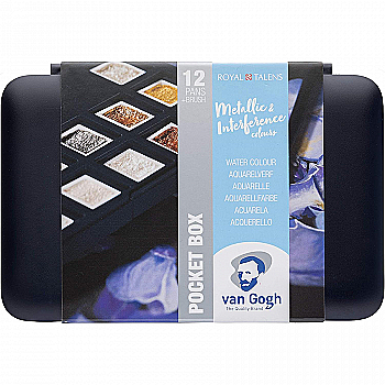 Набір акварельних фарб Van Gogh Pocket box Specialty 12 кювет+пензлик, Royal Talens Набір акварельних фарб Van Gogh Pocket box Specialty 12 кювет+пензлик, Royal Talens