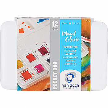 Набір акварельних фарб Van Gogh Pocket box Vibrant Colours 12 кювет+пензлик, Royal Talens Набір акварельних фарб Van Gogh Pocket box Vibrant Colours 12 кювет+пензлик, Royal Talens