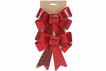 Набір блискучих бантів 14*20 см, 2 шт, колір - червоні паєтки, 821-113 Набір блискучих бантів 14*20 см, 2 шт, колір - червоні паєтки, 821-113