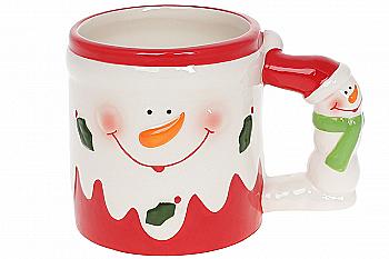 Кухоль керамічний "Сніговик" 400 мл, червоний, 304-981 Кухоль керамічний "Сніговик" 400 мл, червоний, 304-981