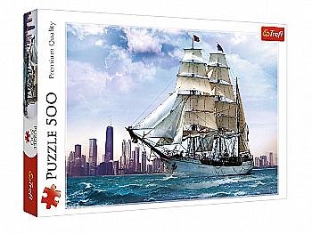 Пазл "500" - Вітрильник на фоні Чикаго, Trefl, 37120 Пазл "500" - Вітрильник на фоні Чикаго, Trefl, 37120