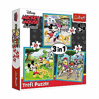 Пазл "3 в 1" - Міккі Маус з друзями, Disney, Trefl, 34846 Пазл "3 в 1" - Міккі Маус з друзями, Disney, Trefl, 34846