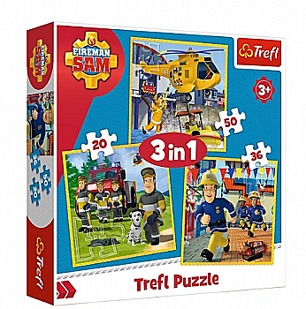Пазл "3 в 1" - Пожарник Сем в деле, Prism A&D Fireman Sam, Trefl, 34844 Пазл "3 в 1" - Пожарник Сем в деле, Prism A&D Fireman Sam, Trefl, 34844