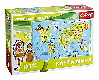 Пазл "100" - Карта світу, Trefl, 15527 Пазл "100" - Карта світу, Trefl, 15527
