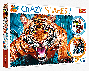 Пазл "600 Crazy Shapes" - Один на один з тигром, Trefl, 11110 Пазл "600 Crazy Shapes" - Один на один з тигром, Trefl, 11110