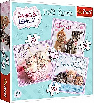 Пазл "3 в 1 mix" - Кошенята, Trefl, 34809 Пазл "3 в 1 mix" - Кошенята, Trefl, 34809