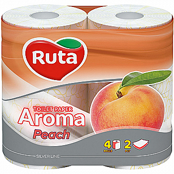 Папір туалетний "Ruta" Персик, 4 рул, 2 ш, 58769327 Папір туалетний "Ruta" Персик, 4 рул, 2 ш, 58769327