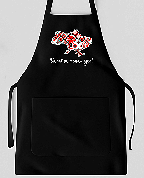 Фартух "Вишиванка", чорний габардин, 4107 Фартух "Вишиванка", чорний габардин, 4107