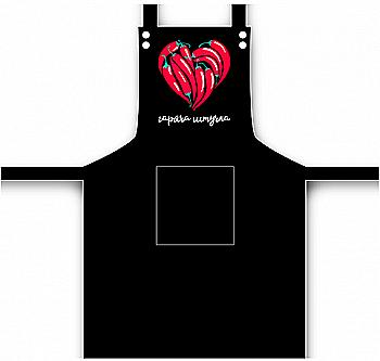 Фартух "Гаряча штучка", чорний габардин, 4104 Фартух "Гаряча штучка", чорний габардин, 4104