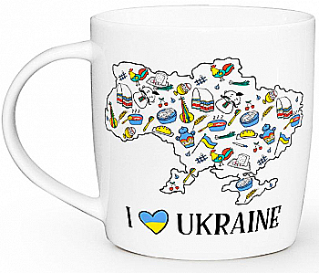 Чашка "I love Ukraine" бочка, 360 мл + подарочная коробка Kvarta, 1943 Чашка "I love Ukraine" бочка, 360 мл + подарочная коробка Kvarta, 1943