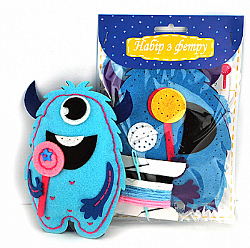 Зший сам іграшку з фетру "Монстрик з цукеркою", СИ-02 Зший сам іграшку з фетру "Монстрик з цукеркою", СИ-02