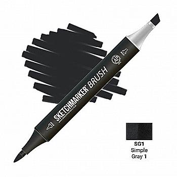 Маркер двухсторонний SKETCHMARKER Brush Простой серый 1, SMB-SG1 Маркер двухсторонний SKETCHMARKER Brush Простой серый 1, SMB-SG1