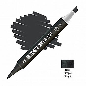 Маркер двухсторонний SKETCHMARKER Brush Простой серый 2, SMB-SG2 Маркер двухсторонний SKETCHMARKER Brush Простой серый 2, SMB-SG2