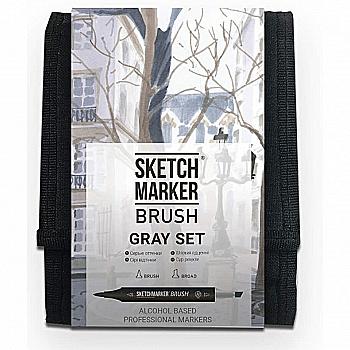 Набір маркерів SKETCHMARKER Brush "Сірі тони" 12 шт, SMB-12GRAY Набір маркерів SKETCHMARKER Brush "Сірі тони" 12 шт, SMB-12GRAY