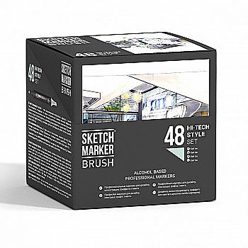 Набор маркеров SKETCHMARKER Brush Hi Tex Style - Пусть тек 48 шт. (в пластик. кейсе), SMB-48HITEX Набор маркеров SKETCHMARKER Brush Hi Tex Style - Пусть тек 48 шт. (в пластик. кейсе), SMB-48HITEX